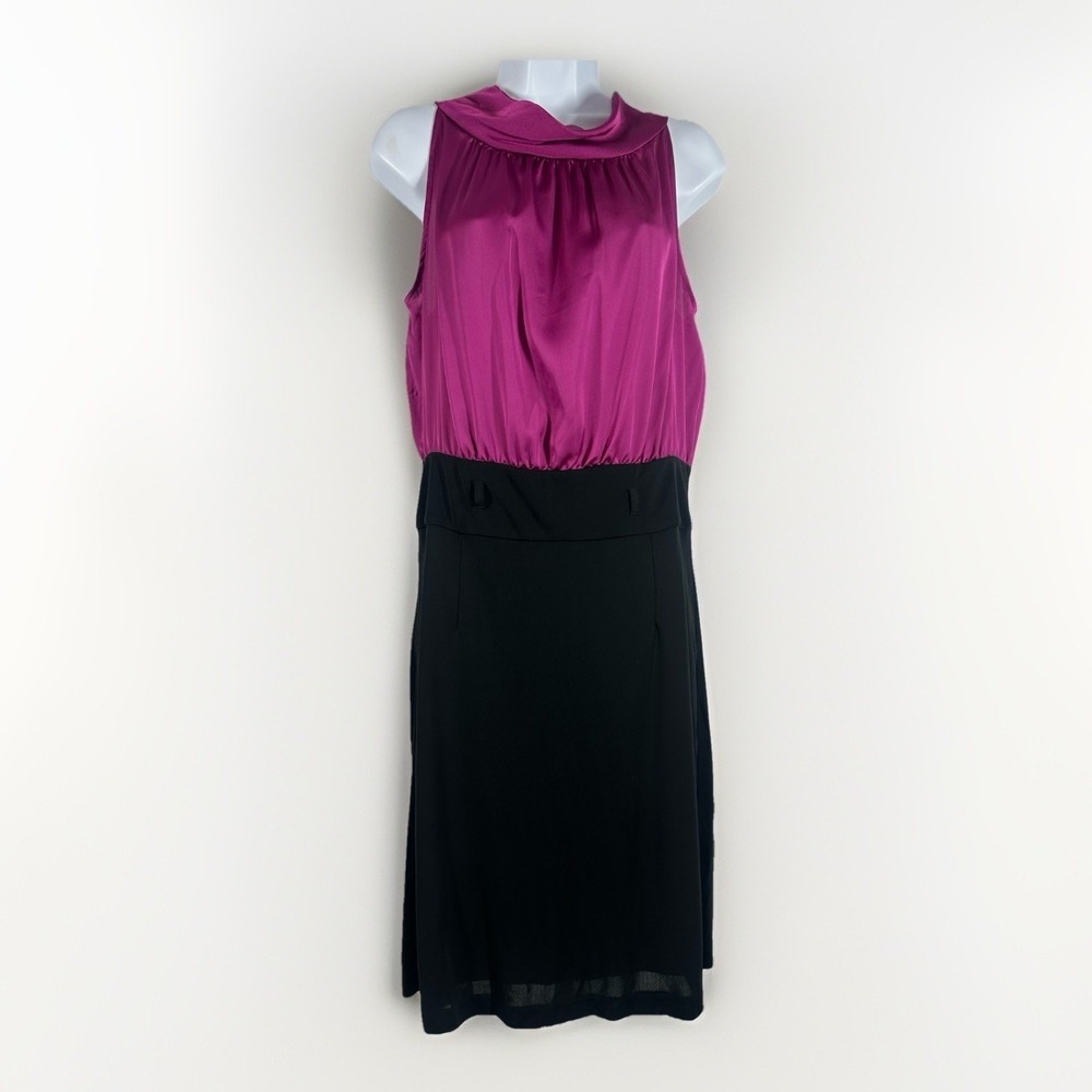 NWT! MNG Mango Fuchsia Black Sleeveless Meli Dress, Sz: 8 Career to Cocktail